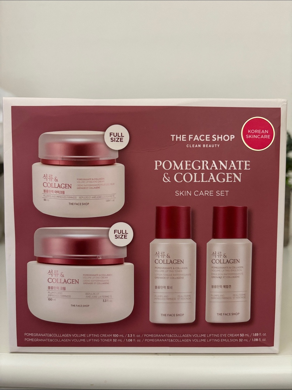 The Face Shop Clean Beauty Korean Skincare Pomegranate & Collagen Skin Care Set